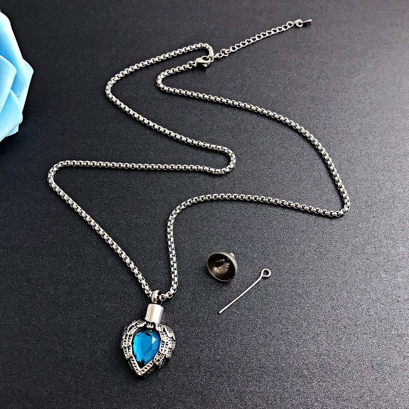 [Australia] - MUERDOU Urn Necklaces for Ashes Urns for Human Ashes Angel Wing Birthstone Cremation Jewelry Keepsake Holder Memorial Necklace Pendant December 