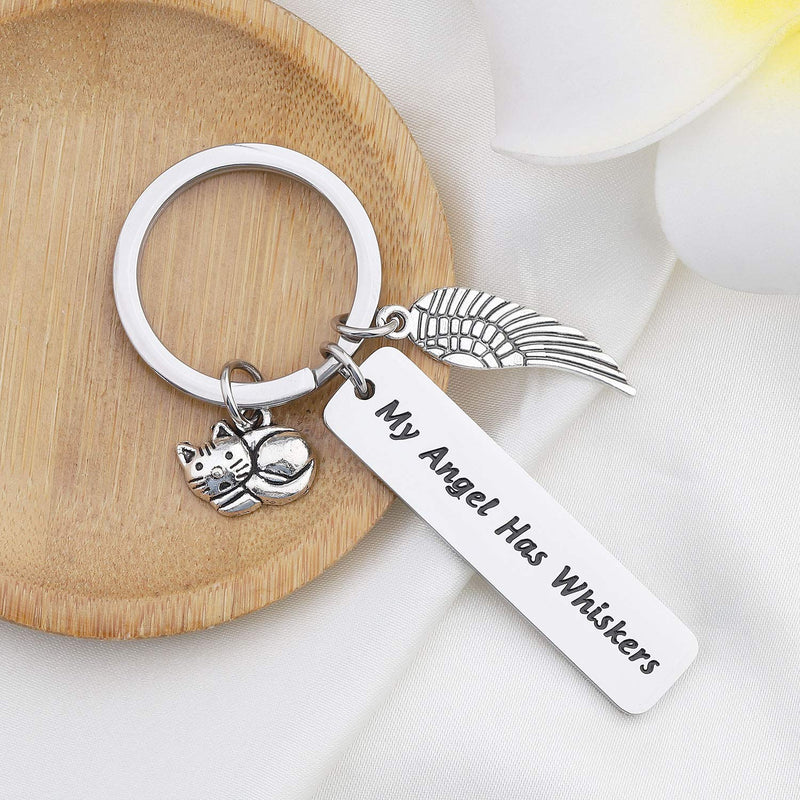 [Australia] - bobauna Pet Memorial Keychain My Angel Has Whiskers Pet Loss Jewelry Sympathy Loss of Cat Gift for Cat Lover Family Friend cat whiskers keychain 