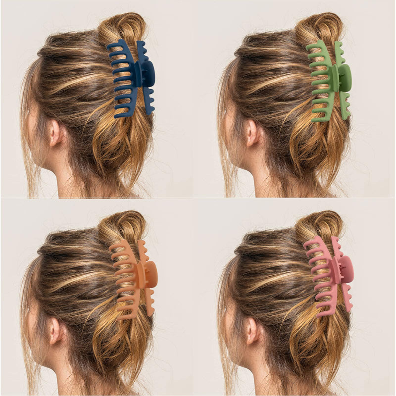 [Australia] - Whaline 6 Pcs Hair Claw Clip Large Matte Hair Catch Nonslip Jumbo Hair Claws Strong Hold Hair Jaw Clamp Hair Styling Accessories for Women Girls Thin Thick Hair, 4.33 Inch 