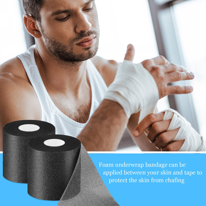 [Australia] - 30 Yards Pre-wrap Athletic Tape Foam Underwrap Tape Sports Foam Underwrap Bandage Athletic Foam Tape for Wrists Elbows Knees Ankles Hair, 2.76 Inches (Black) Black 