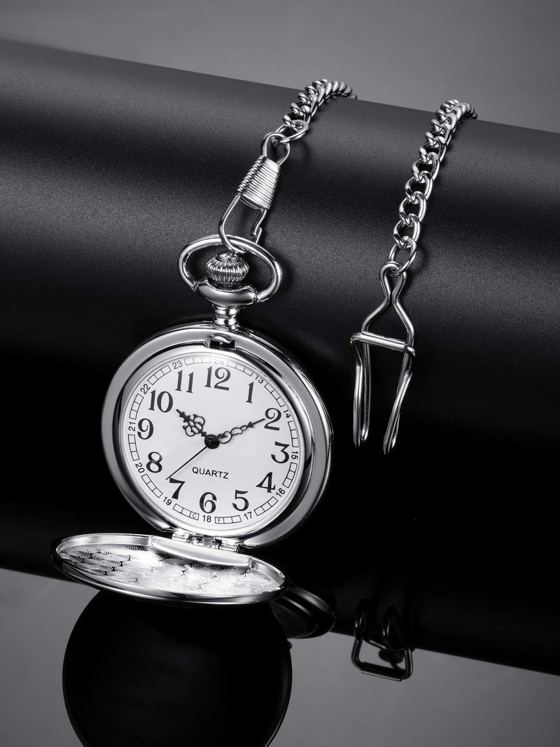 [Australia] - Hicarer Grandfather Pocket Watch for Father's Day Christmas Birthday, Personalized Gift for Grandfather- Never Forget That, I Love You Forever Silver 