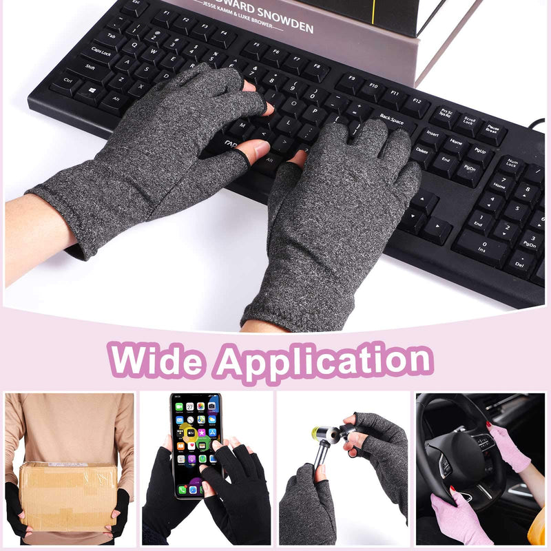 [Australia] - 3 Pairs Compression Craft Arthritis Hands Gloves Fingerless Pressure Joint Relief for Quilting Sewing Typing Household Duties Black, Gray, Purple Medium (3 Pair) 