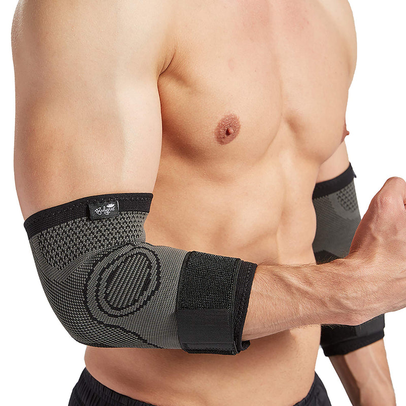 [Australia] - Elbow Brace with Strap for Tendonitis 2 Pack, Tennis Elbow Compression Sleeves, Golf Elbow Treatment Small (Pack of 2) 