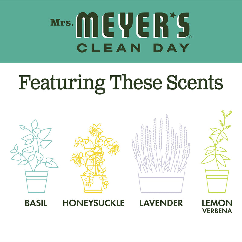 [Australia] - Mrs. Meyer's Clean Day Liquid Hand Soap, Cruelty Free and Biodegradable Hand Wash Made with Essential Oils, Basil Scent, 12.5 oz Bottle 