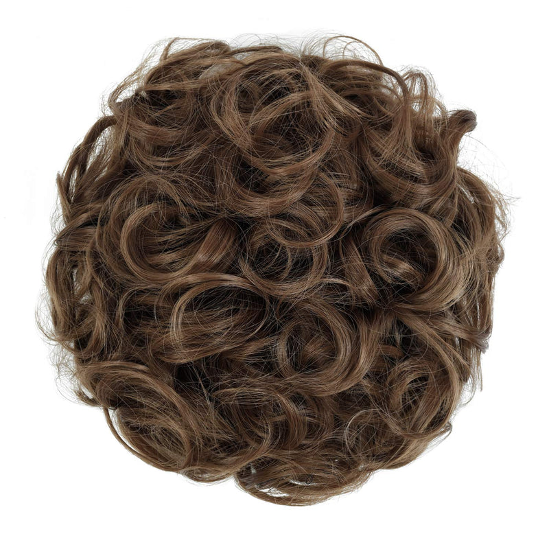 [Australia] - ROSEBUD Chignon Hairpiece Curly Bun Extensions Scrunchie Updo Hair Pieces Synthetic Combs in Messy Bun Hair Piece for Women 12# Light Brown 