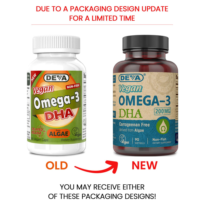 [Australia] - DEVA Vegan Vitamins Vegan DHA (Algae) 200mg Vegan Softgels, 90-Count Bottle 