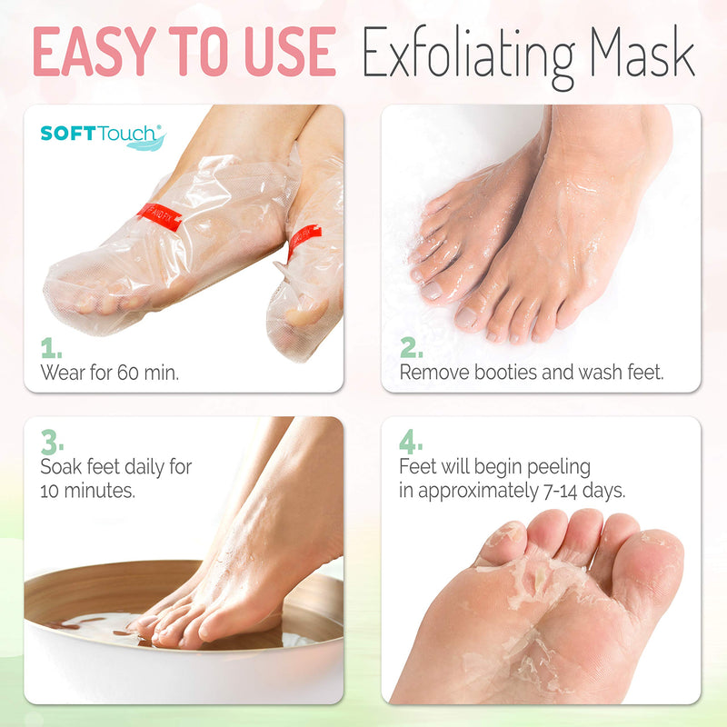 [Australia] - Foot Peel Mask – 2 Pack of Peeling Booties – Natural Foot Care Exfoliating Treatment Repairs Cracked Heels, Calluses & Removes Dead, Dry Skin for Baby Soft Touch Feet 