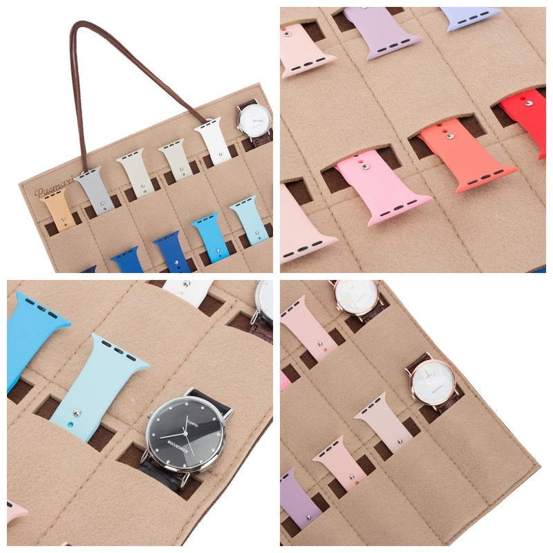 [Australia] - Watch Band Hanging Storage Organizer, Watch Display Storage Roll Holds 24 Watches Expandable for Most Sizes of Watch Bands,Organizer for Watch Band Straps Accessories (beige) 24 Slot-beige 