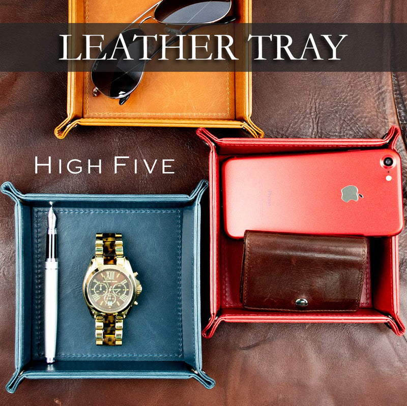 [Australia] - HIGH FIVE Vegan Leather Utility Tray for Keys Phone Accessories Watches Office Home Car Navy 