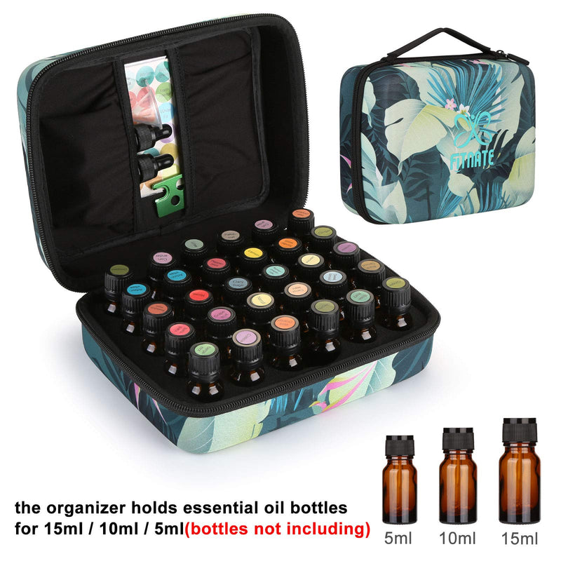 [Australia] - FITNATE Essential Oils Storage Holds 30 Oil Bottles for 5/10/15ml, Hard Shell Storage Organizer with Carry Handle, Essential Oils Travel Carrying Case with Bottle Opener, Colorful Stickers & Funnel 30 Bottles 
