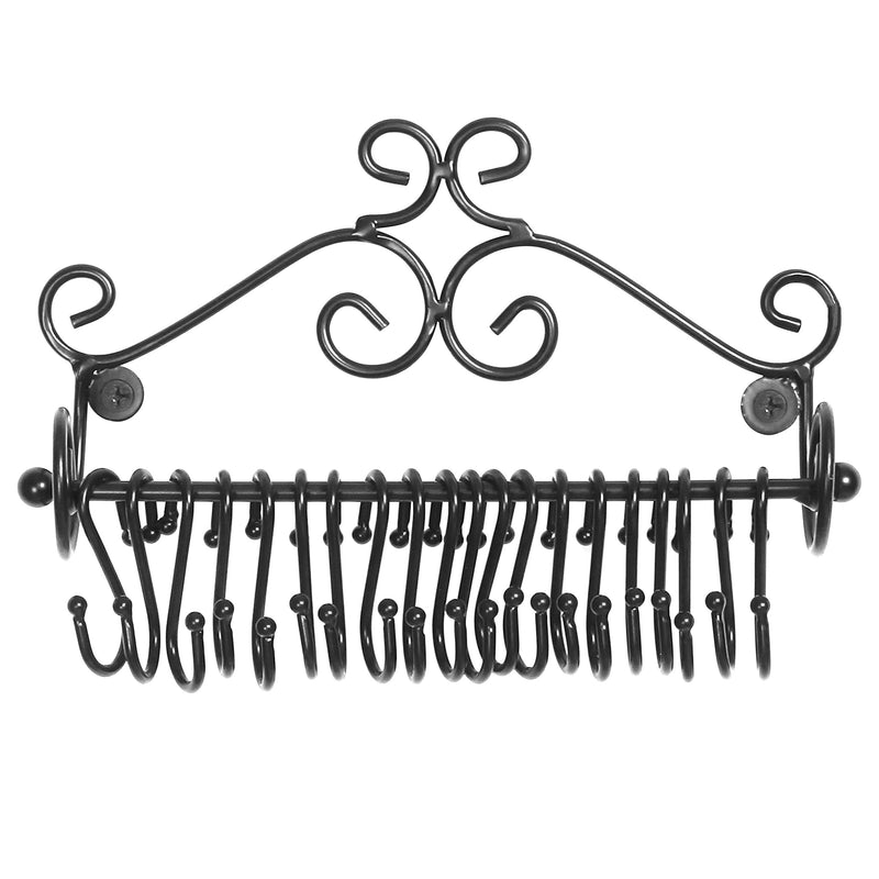 [Australia] - MyGift Wall Mounted Black Metal Scrollwork Design Jewelry Storage Organizer Rack w/ 20 Hanging S-Hooks 