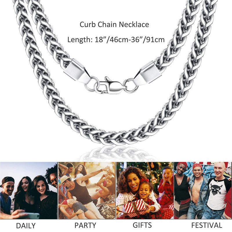 [Australia] - FIBO STEEL 3-6mm Curb Chain Necklace for Men Stainless Steel Biker Punk Style, 16-36 inches 24.0 Inches stainless steel, 6mm width 