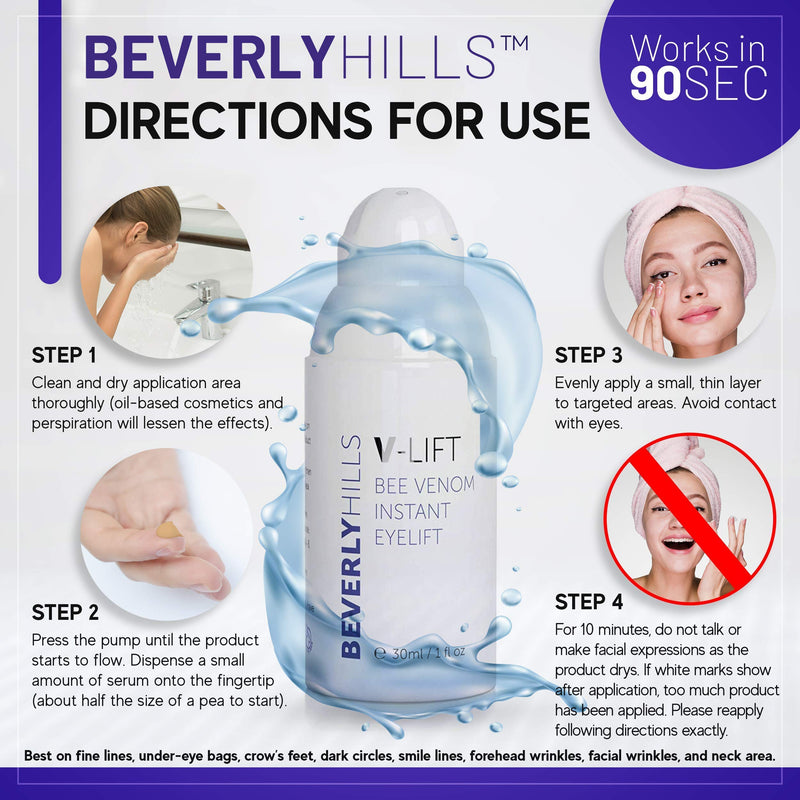 [Australia] - Beverly Hills V-Lift Instant Eye Lift and Eye Tuck Bee Venom Serum for Treating Puffy Eyes, Dark Circles, and Wrinkles 