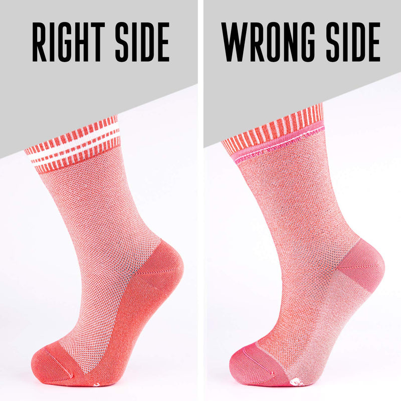 [Australia] - Womens Cotton Diabetic Crew Socks Breathable Non-binding Seamless Toe, Ivory Coral 4 Pairs 