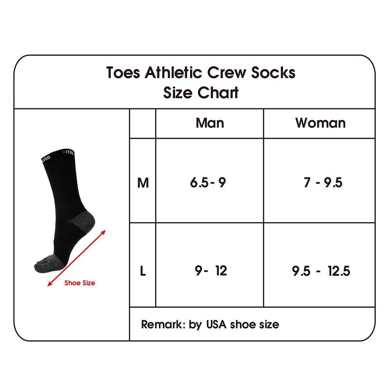 [Australia] - Vital Salveo - Toes Athletic Running Crew Socks (Pair) Light Grey M 