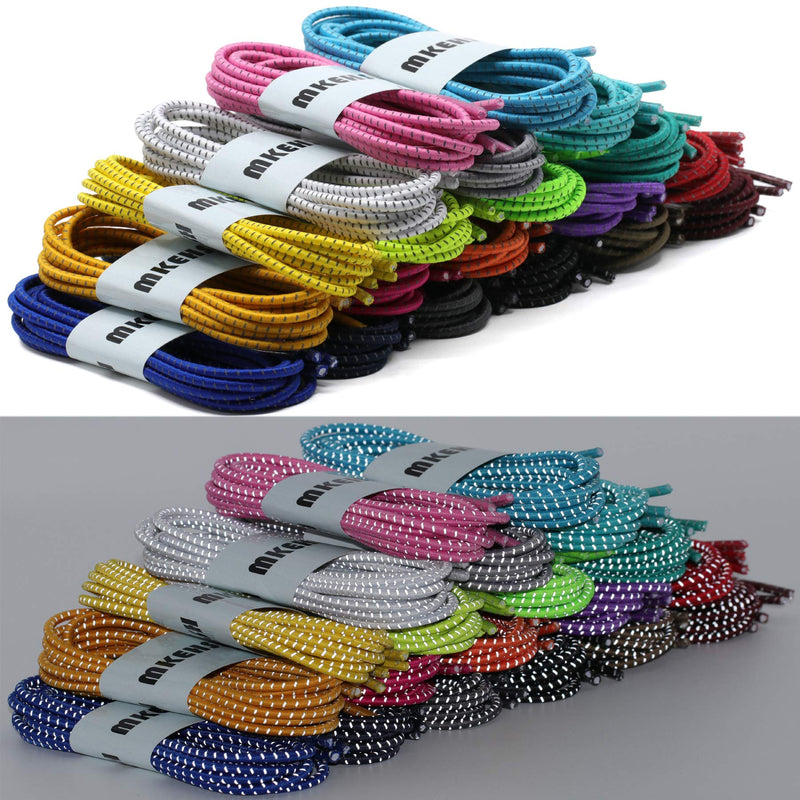 [Australia] - MKEHSH 2 Pairs Reflective Elastic No Tie Round Shoelaces with Capsule Buckle 39"inches(100CM) 01 White 