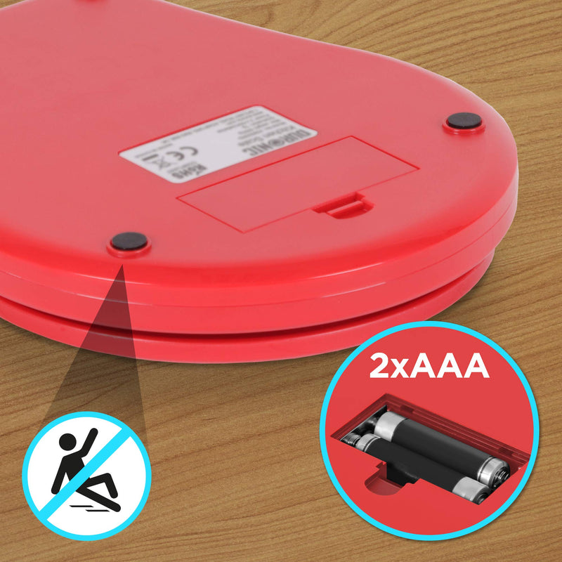 [Australia] - Duronic Kitchen Scales with Bowl for Baking KS6000RD/CR Red 2L Clear Bowl 5kg Capacity Tare | 1g Precision | Postal Parcel Weigh Red/Clear 