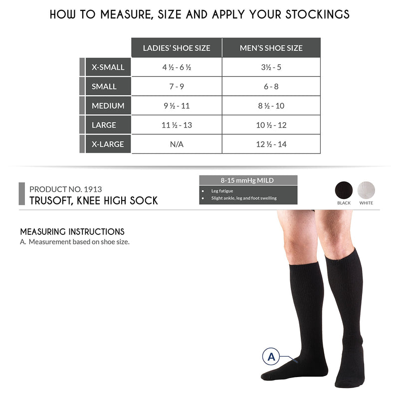 [Australia] - Truform Medical Compression Socks for Men and Women, 8-15 mmHg Knee High Over Calf Length X-Large (1 Pair) White 