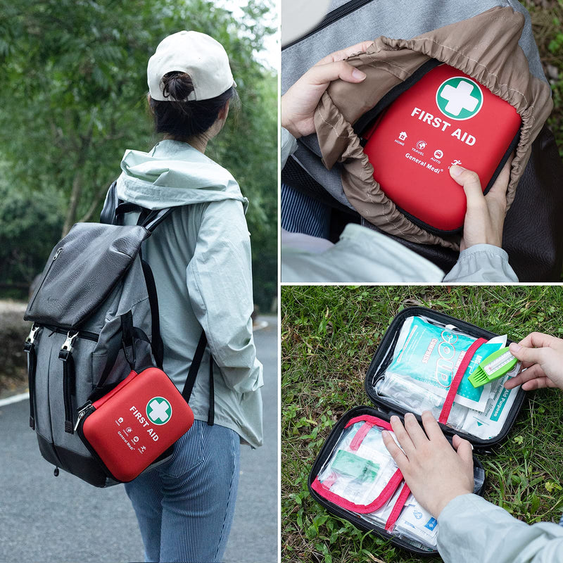 [Australia] - First Aid Kit - 170 Pieces Hard Case and Lightweight - Includes 2 x Eyewash,Instant Cold Pack,Emergency Blanket for Travel, Home, Office, Vehicle Red 