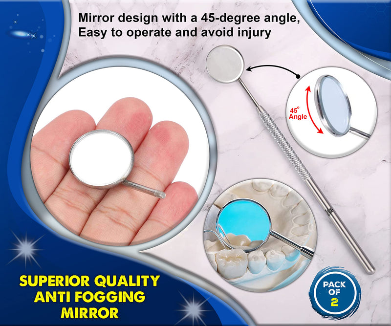 [Australia] - ARSUK Tooth Dental Mirror for Mouth - Dentist Mirror Tool with Stainless Steel Handle - Oral Teeth Inspection Mirror - Dental Instruments (2) 2 
