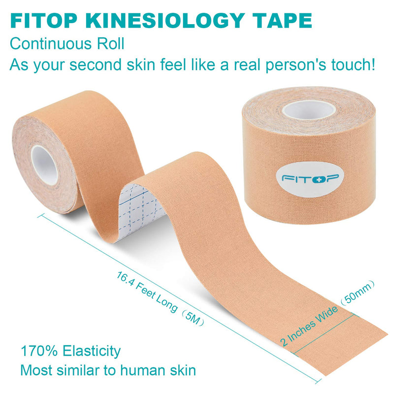 [Australia] - FITOP Uncut Kinesiology Tape 4 Sports Tape (Pink, Blue, Black, Beige) 
