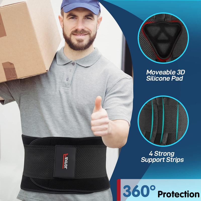 [Australia] - FEATOL Back Brace for Lower Back Pain Relief, Back Support Belt for Heavy Work Lifting, Back Pain, Sciatica, Scoliosis, Herniated Disc Lumber Support Back Brace with Removable Ergonomically Designed 3D Silicone Lumbar Pad for Men & Women Plus Size (Wai... 