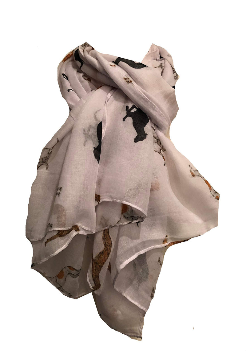 [Australia] - Pamper Yourself Now Ladies Scarf with Different Coloured Greyhound, Fantastic Womens Greyhound Gift. White 