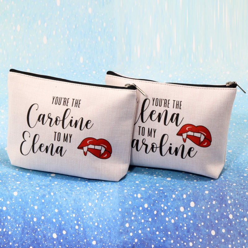 [Australia] - G2TUP Vampire Diaries Merch Makeup Bag Vampire Fans BFF Original Inspired You're The Elena to My Caroline 2PCS (Elena Caroline) Elena Caroline 