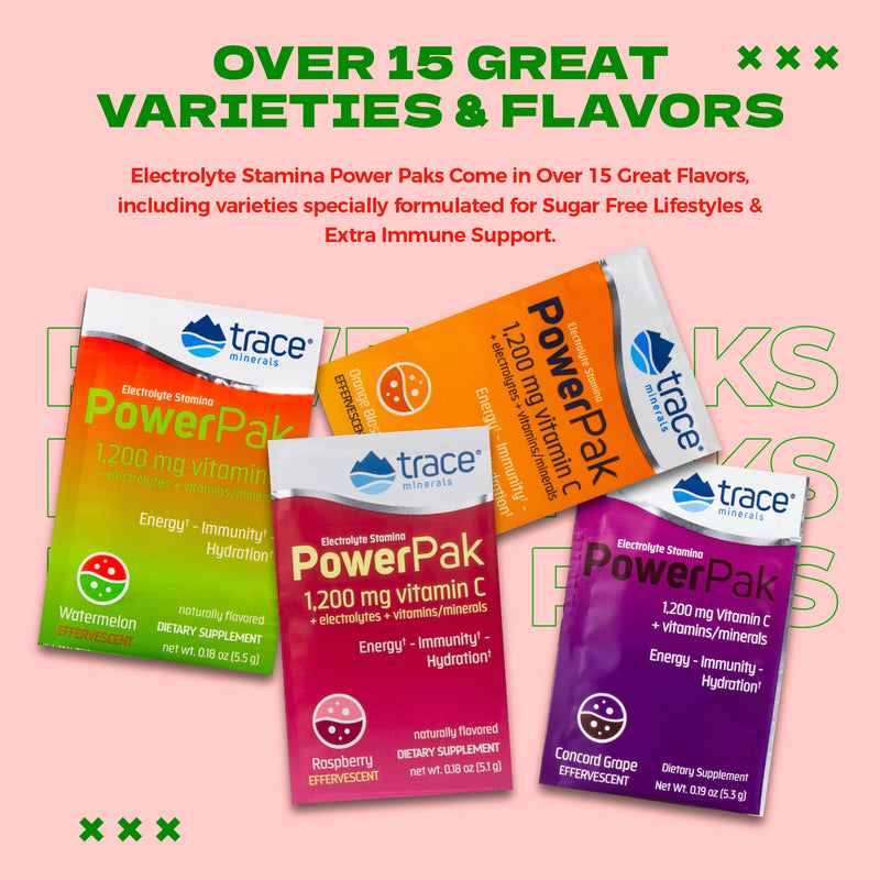 [Australia] - Trace Minerals – Power Pak (Watermelon) | Electrolyte Powder Packets with Vitamin C & Zinc | Powerful Hydration, Immune, Stamina & Energy Support with Essential Vitamins & Minerals (30 Packets)… (1) 1 