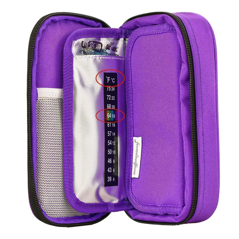 [Australia] - YOUSHARES Insulin Cooler Travel Case - Medication Diabetic Insulated Organizer Portable Cooling Bag for Insulin Pen and Diabetic Supplies with 2 Cooler Ice Pack (Purple) Purple 