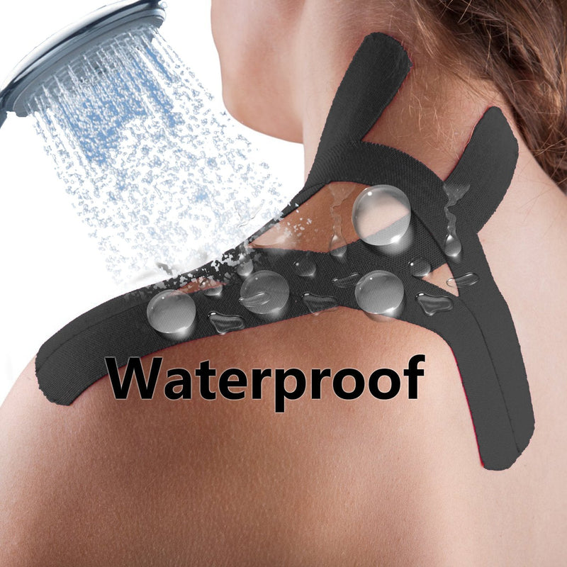 [Australia] - FOU Kinesiology Recovery Therapeutic Tape, Waterproof Muscle Support for Athlete,Sports Injury Tape 1 inch x 16.4 ft / 2.5cm x 5m Black 2 rolls 