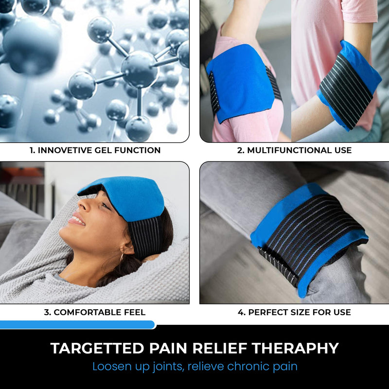 [Australia] - Tanness Reusable Gel Ice Pack for Sports Injury | Hot and Cold Compress Wrap with Adjustable Fleece Pouch | Flexible First Aid Pad for Knee, Ankle, Back Pain Relief Faster Recovery (Single) 