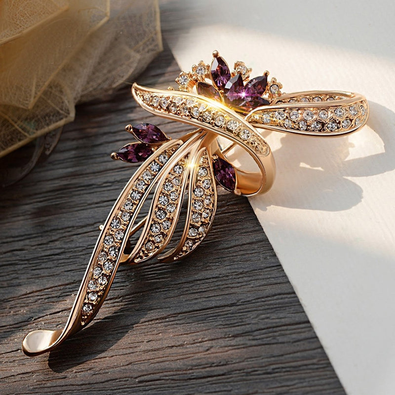 [Australia] - Merdia Fancy Vintage Style Brooches Pin Created Crystals Brooch for Women with Purple Created Crystal 