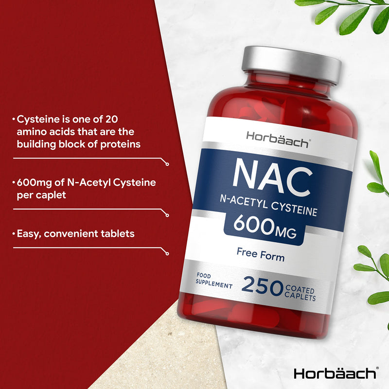 [Australia] - NAC N-Acetyl-Cysteine 600mg | 250 Tablets | 8+ Months Supply | Free Form Formula, Gluten Free Supplement 