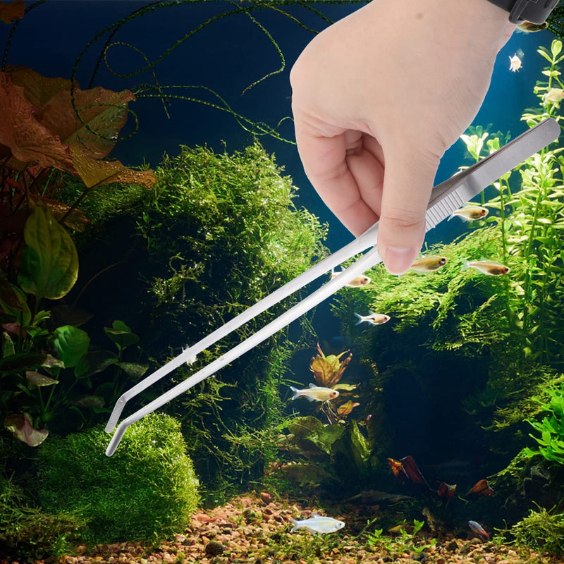 [Australia] - Balacoo Aquarium Tweezers Extra Long 10 inches, Stainless Steel Curved Tweezers 27cm Extra Long Tweezers for Fish Tank Plant Aquascape Tools, Feeding Tongs 