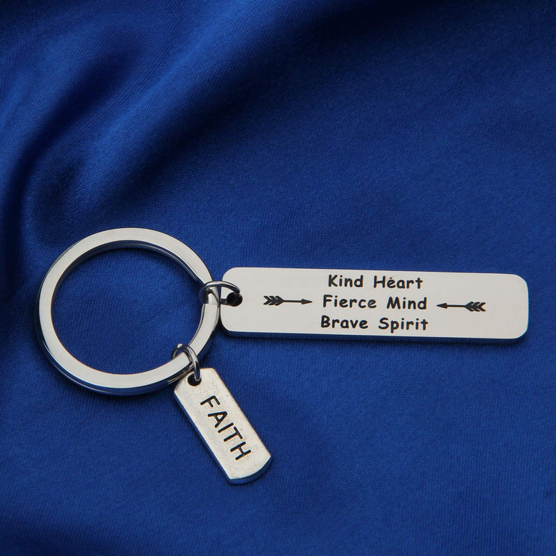 [Australia] - FEELMEM Inspirational Keychain Kind Heart Fierce Mind Brave Spirit Keychain Encouragement Jewelry Graduation Gift silver 