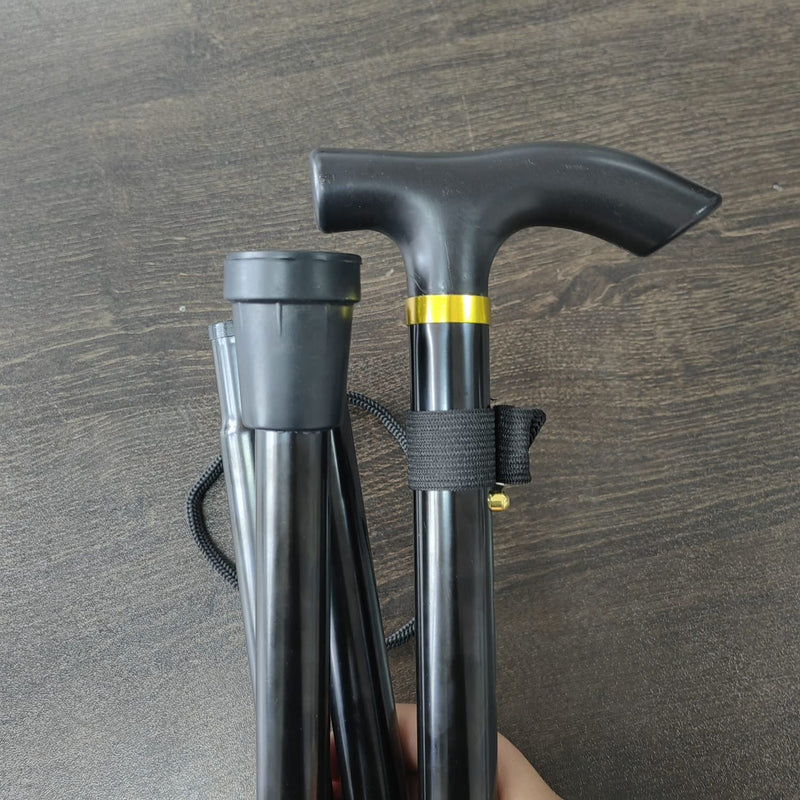 [Australia] - Foldable Walking Stick, Adjustable Walking Cane for Women, Men, Lightweight Walking Sticks for Disabled Anti Slip Rubber Base, Metal, Black 