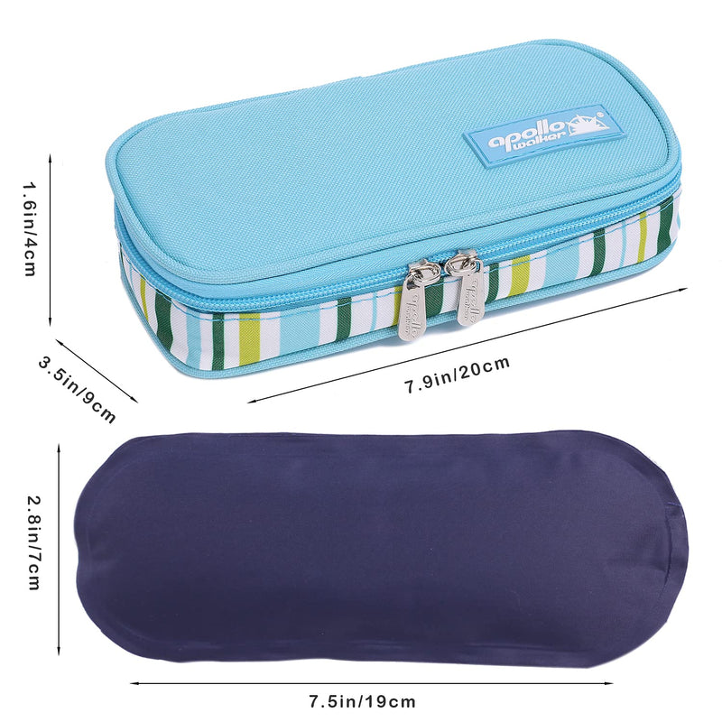 [Australia] - CREATOR Insulin Cooler Carrying Case, Diabetic Medication Organzier with 2 Ice Packs for Diabetic Supplies, Medicine, Pen, Vial Supply Light Blue 