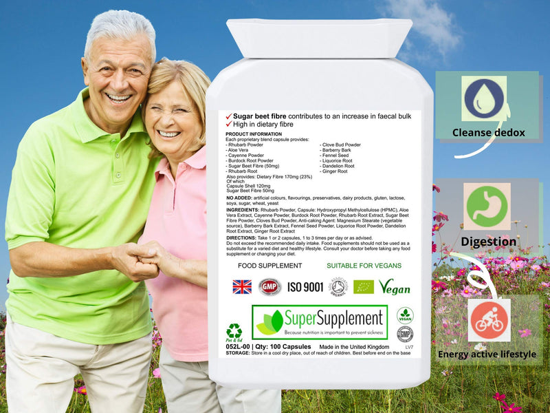 [Australia] - Herbal Colon Cleanse Detox Healthy Bowels Formula Digestion Support Supplement (100 Capsules) Sugar Beet Fiber Vitamin Suitable for Vegetarian and Vegans 
