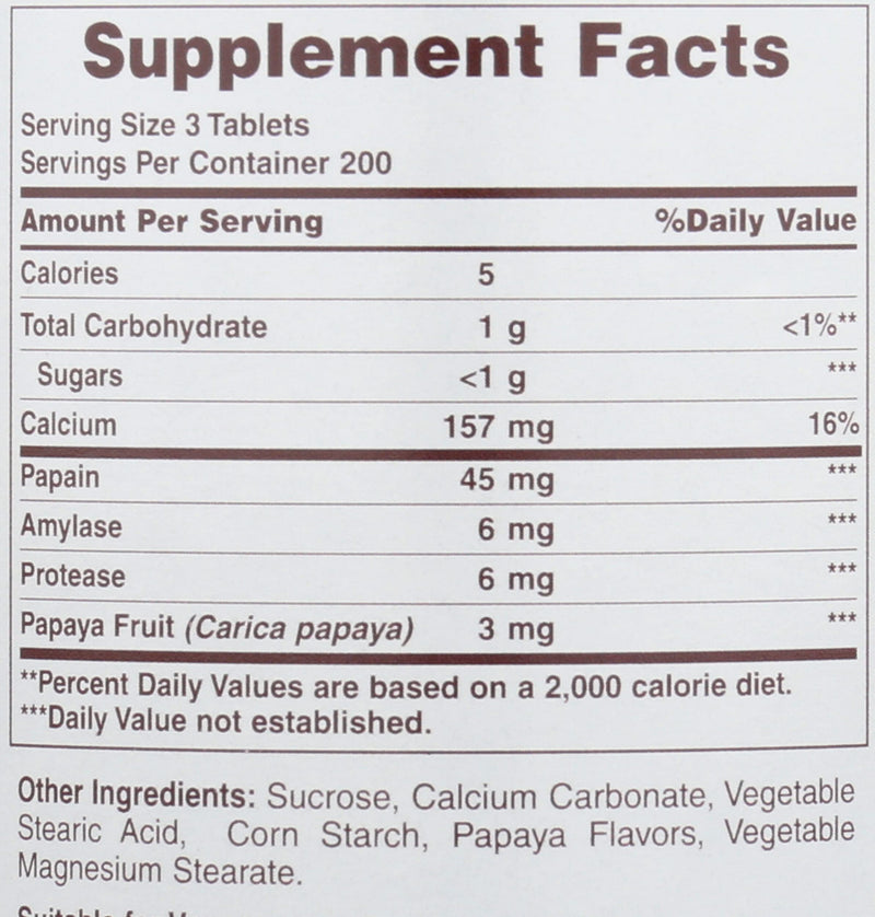 [Australia] - American Health Papaya Enzyme;Original, 600 CT 