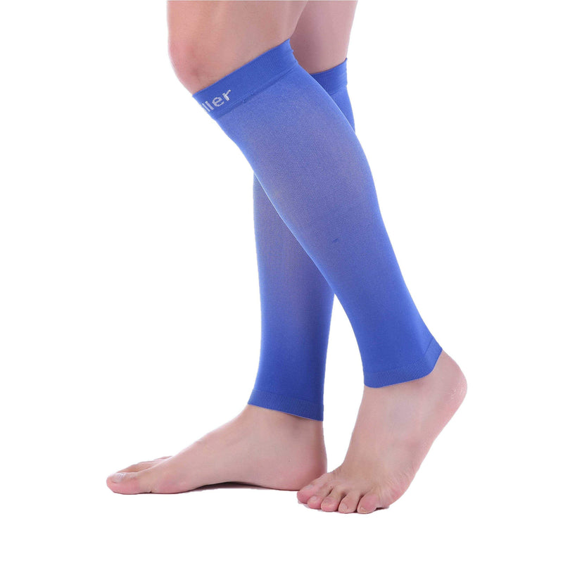 [Australia] - Doc Miller Calf Compression Sleeve Men and Women - 20-30mmHg Shin Splint Compression Sleeve Recover Varicose Veins, Torn Calf and Pain Relief - 1 Pair Calf Sleeves Blue Color - Medium Size 