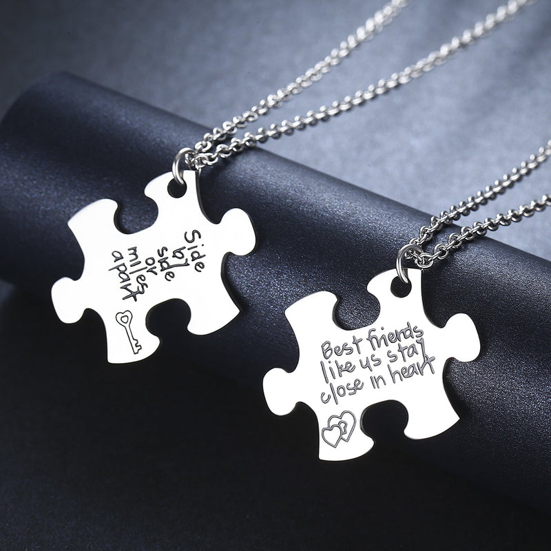 [Australia] - Udobuy2 Pcs Best Friends Side by Side Or Miles Apart Best Friend Necklaces Set Heart for Teen Girls BFF Friendship Necklaces (Pizza Friend Necklace) 