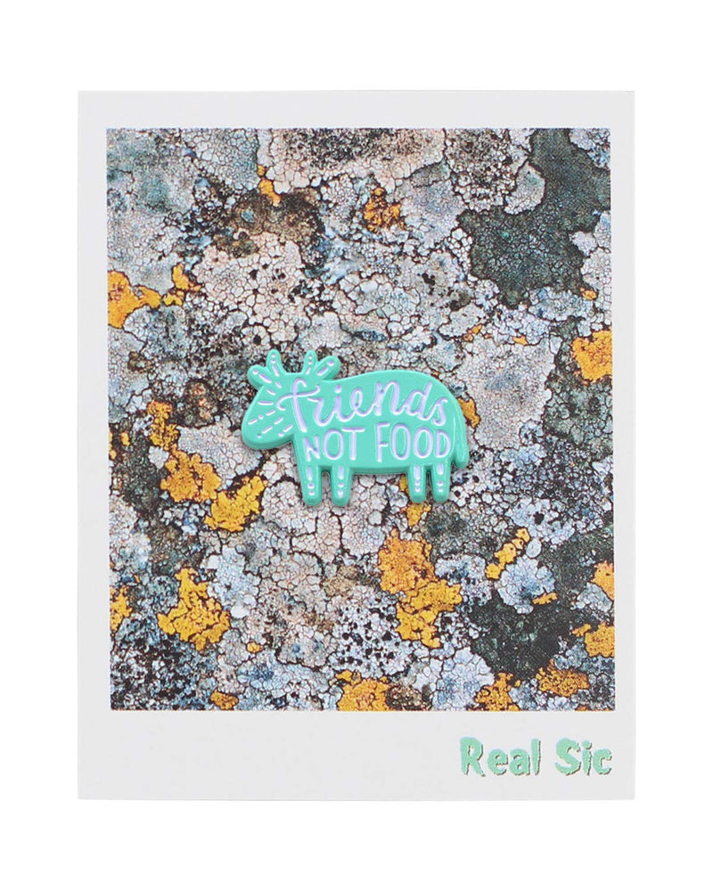 [Australia] - REAL SIC"Friends Not Food" Vegan Pin - Animal Friendly Enamel Pin - vegetarian/Vegan Protest Pin for Jackets, Backpacks, Hats, Bags & Tops 