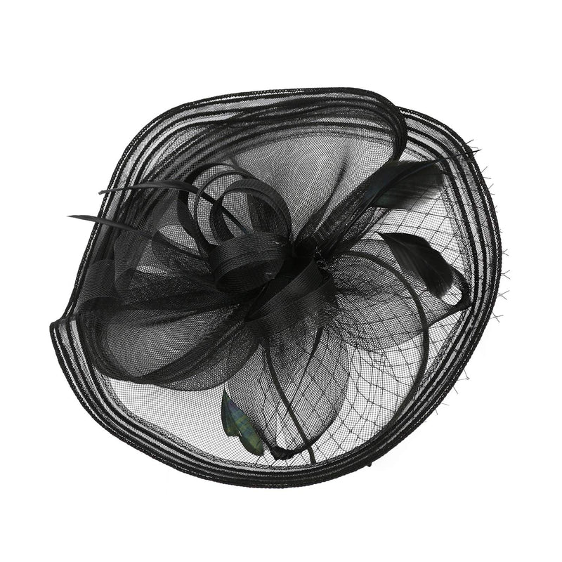 [Australia] - SLSHJY Fascinators Hats Tea Party Headwear Kentucky Derby Hats Wedding Cocktail Mesh Flower Hair Clip for Women D-black 