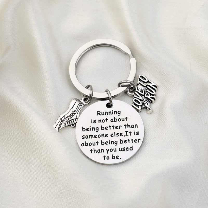 [Australia] - WSNANG Runner Gift Running is About Being Better Than You Used to Be Keychain Marathon Runner Jewelry Track Gift Inspiration Gift for Runner Running Keychain 