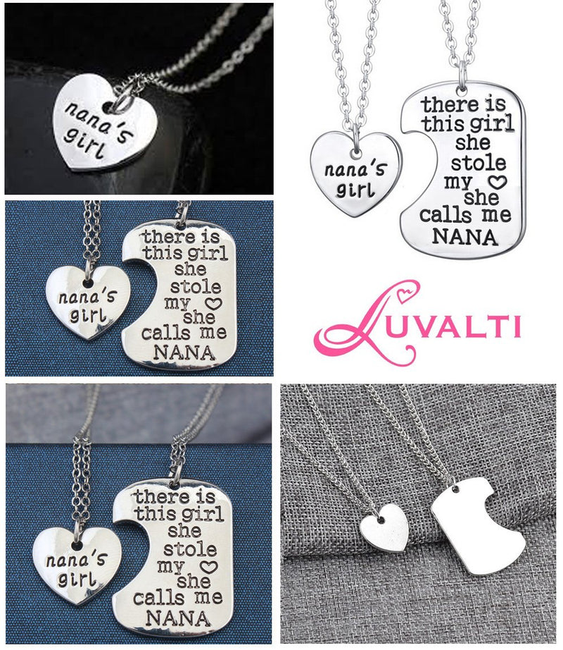 [Australia] - Nana's Girl Heart Pendant Necklace - Nana Necklace Set - Best Family Gift 