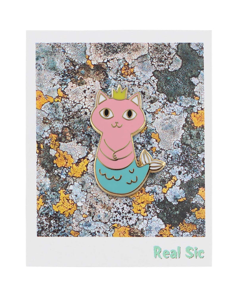 [Australia] - Real Sic Mermaid Cat Enamel Pin - Cute, Kawaii Feline Mermaid Lapel Pin for Jackets, Backpacks, Hats, Bags and Tops Pink 