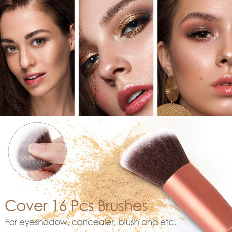[Australia] - Syntus Makeup Brush Set, Premium Synthetic Foundation Powder Kabuki Blush Concealer Eye Shadow 16 Pcs Makeup Brushes, Rose Golden Medium Black Golden 