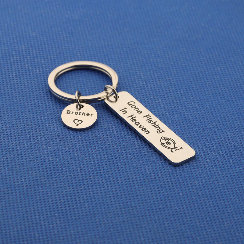[Australia] - AKTAP Remembrance Gift Memorial Keychain in Memory of Brother Gone Fishing in Heaven Sympathy Gift Loss of Loved One Keychain Memorial Brother Keychain 