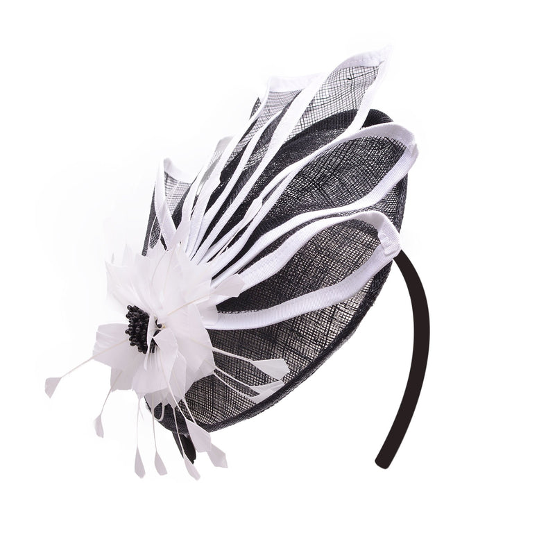 [Australia] - Lawliet Womens Black Mix White Sinamay Fascinator Cocktail Party T213 